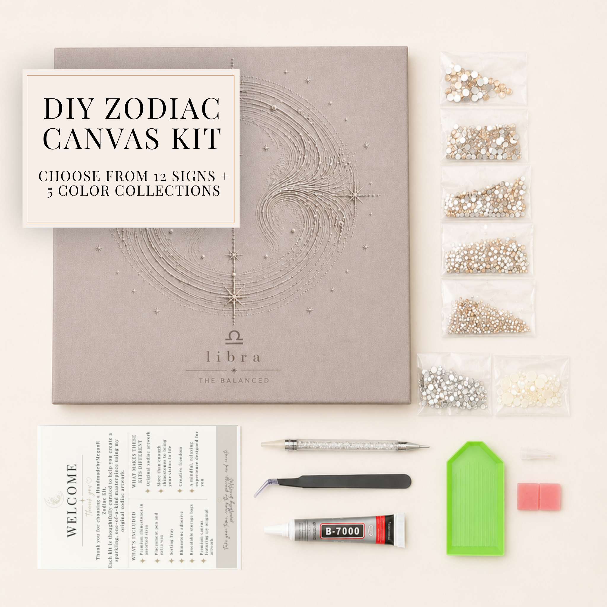 DIY Bedazzled Zodiac Canvas Kit with Rhinestones | Handmade by Megan