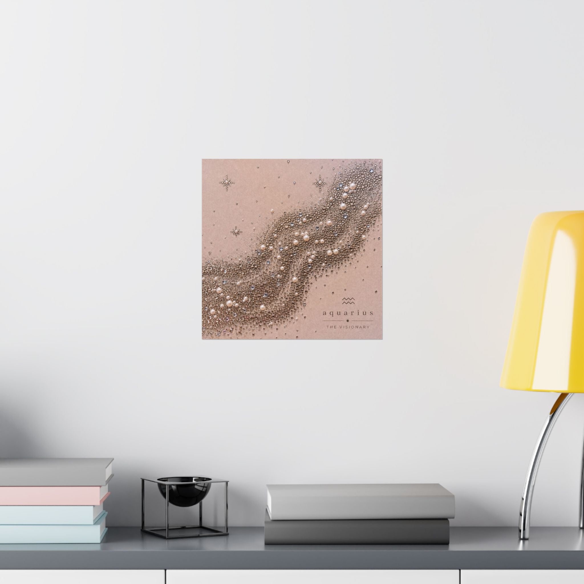 Aquarius Zodiac Wall Art Print | Celestial Astrology Decor | The Visionary | Neutral Beige Zodiac Artwork