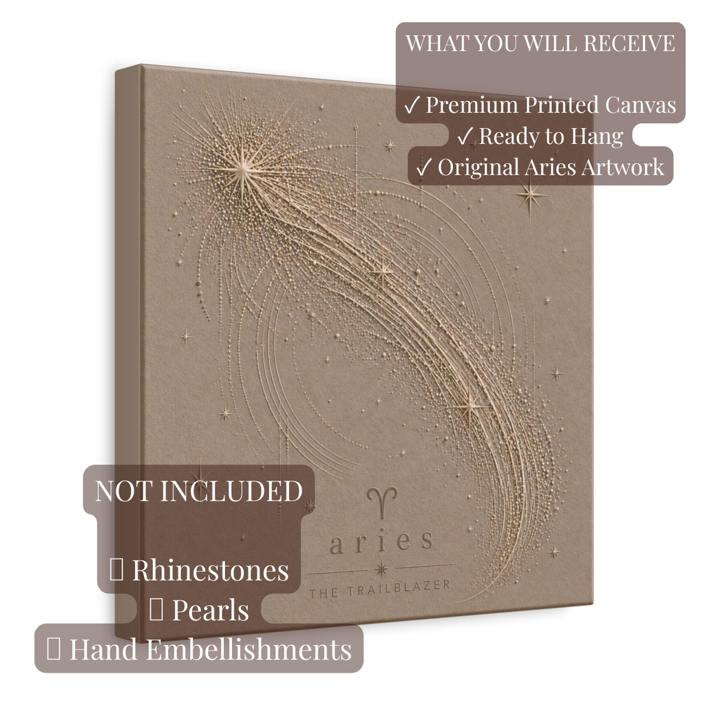 Aries Champagne Zodiac Canvas Print | Celestial Astrology Wall Art | Luxury Zodiac Decor | Aries Gift