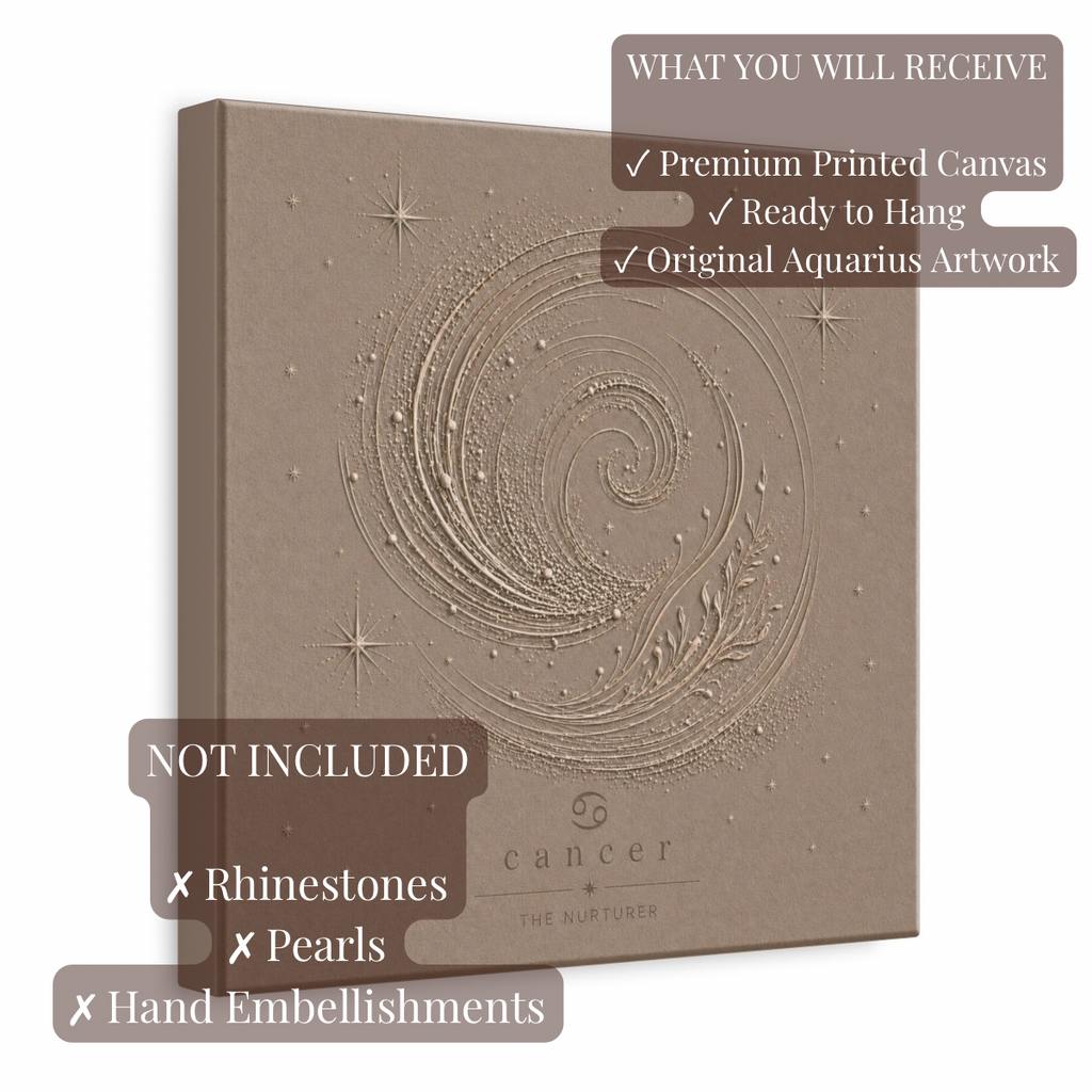 Cancer Champagne Zodiac Canvas Print | Celestial Astrology Wall Art | Luxury Zodiac Decor | Cancer Gift
