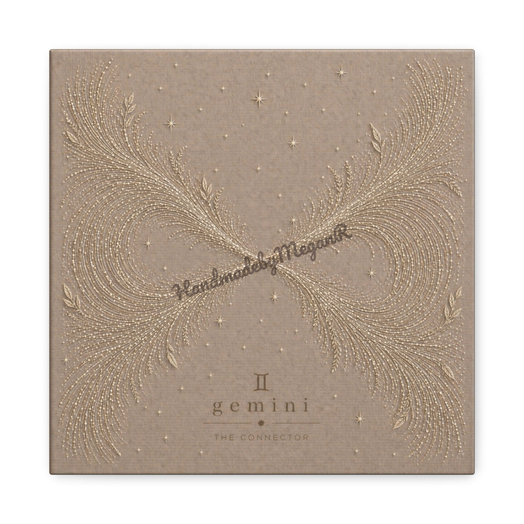 Gemini Champagne Zodiac Canvas Print | Celestial Astrology Wall Art | Luxury Zodiac Decor | Gemini Gift