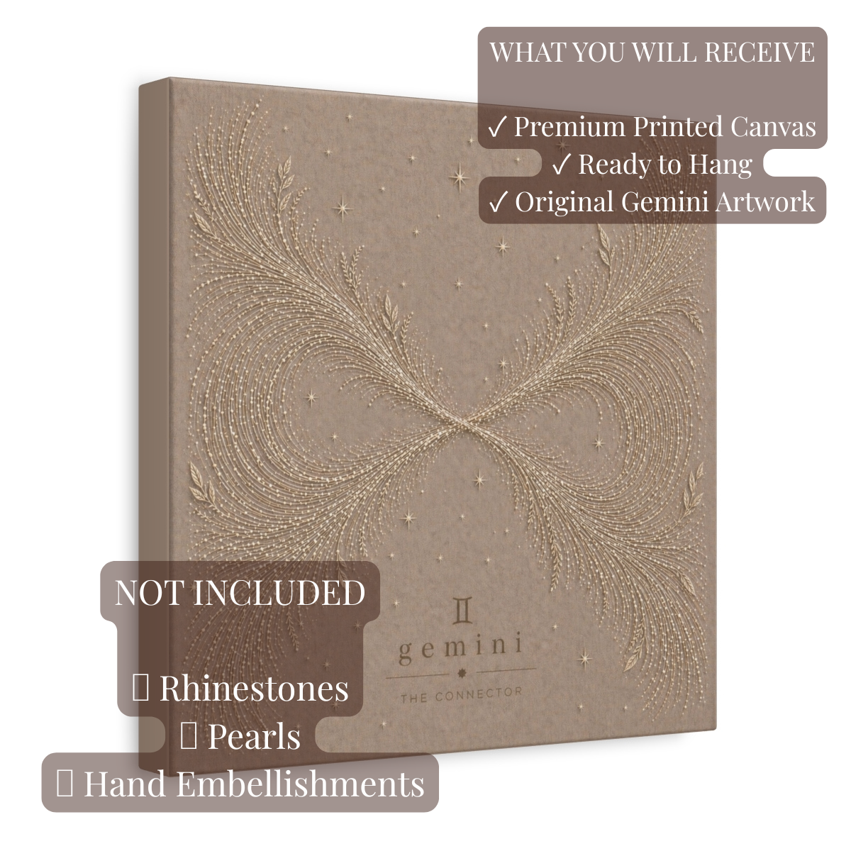 Gemini Champagne Zodiac Canvas Print | Celestial Astrology Wall Art | Luxury Zodiac Decor | Gemini Gift