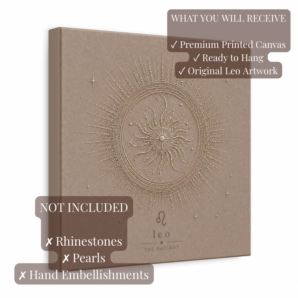 Leo Champagne Zodiac Canvas Print | Celestial Astrology Wall Art | Luxury Zodiac Decor | Leo Gift