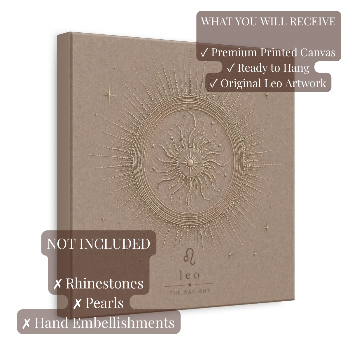 Leo Champagne Zodiac Canvas Print | Celestial Astrology Wall Art | Luxury Zodiac Decor | Leo Gift
