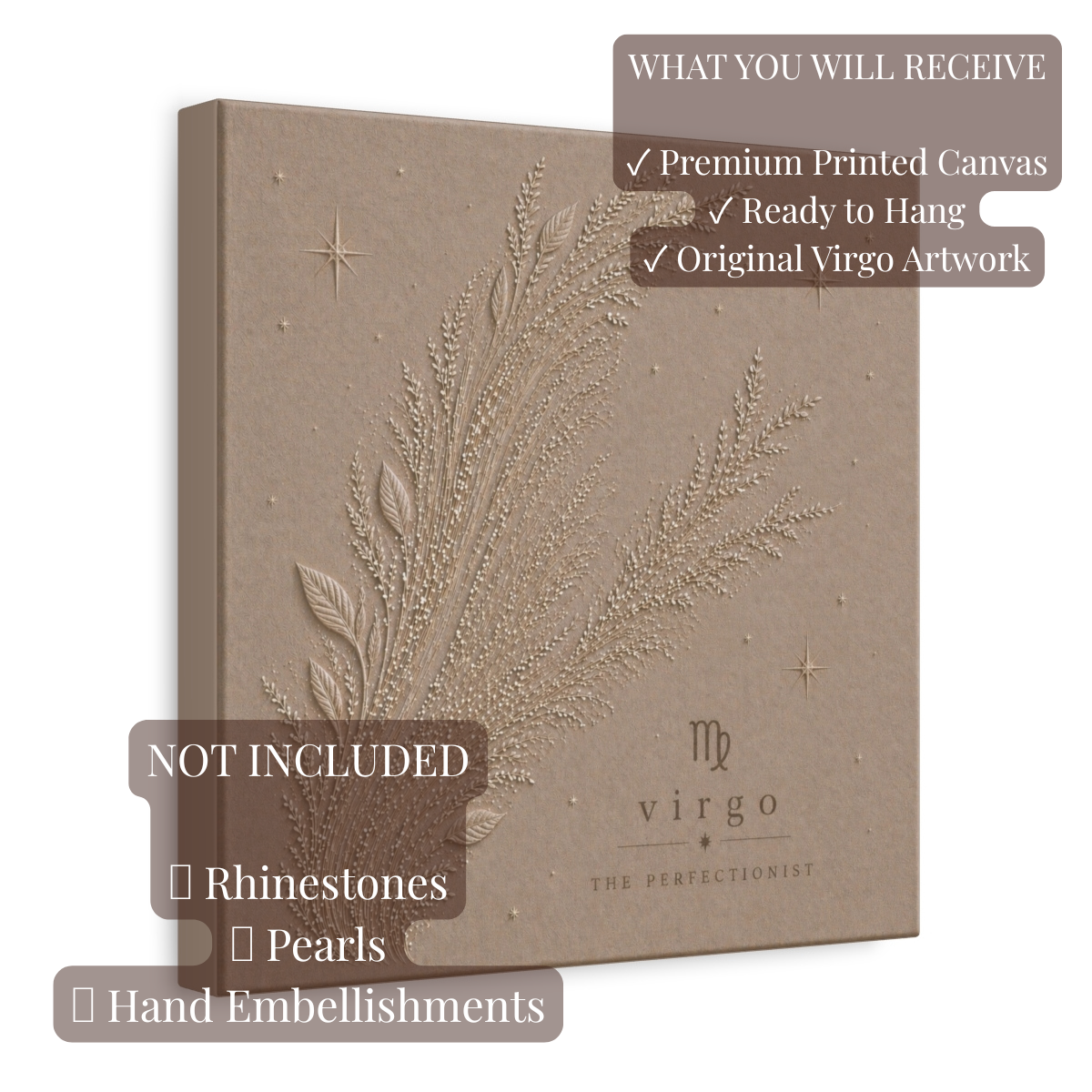 Virgo Champagne Zodiac Canvas Print | Celestial Astrology Wall Art | Luxury Zodiac Decor | Virgo Gift