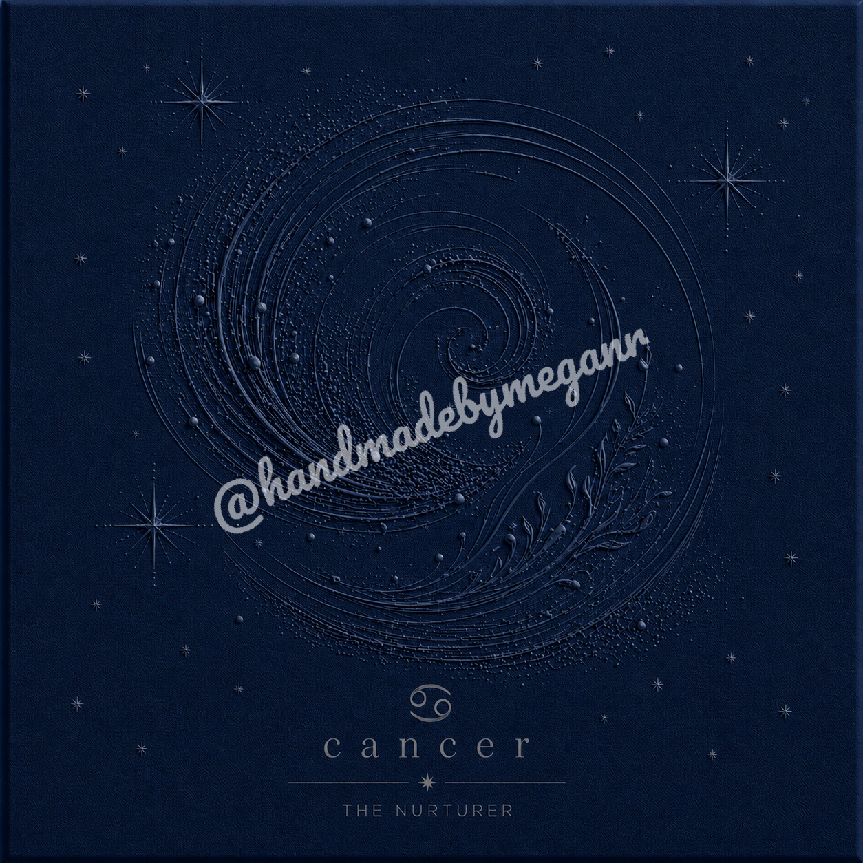 Cancer Sapphire Zodiac Canvas Print | Celestial Astrology Wall Art | Blue Gemstone-Inspired Zodiac Decor | Cancer Gift