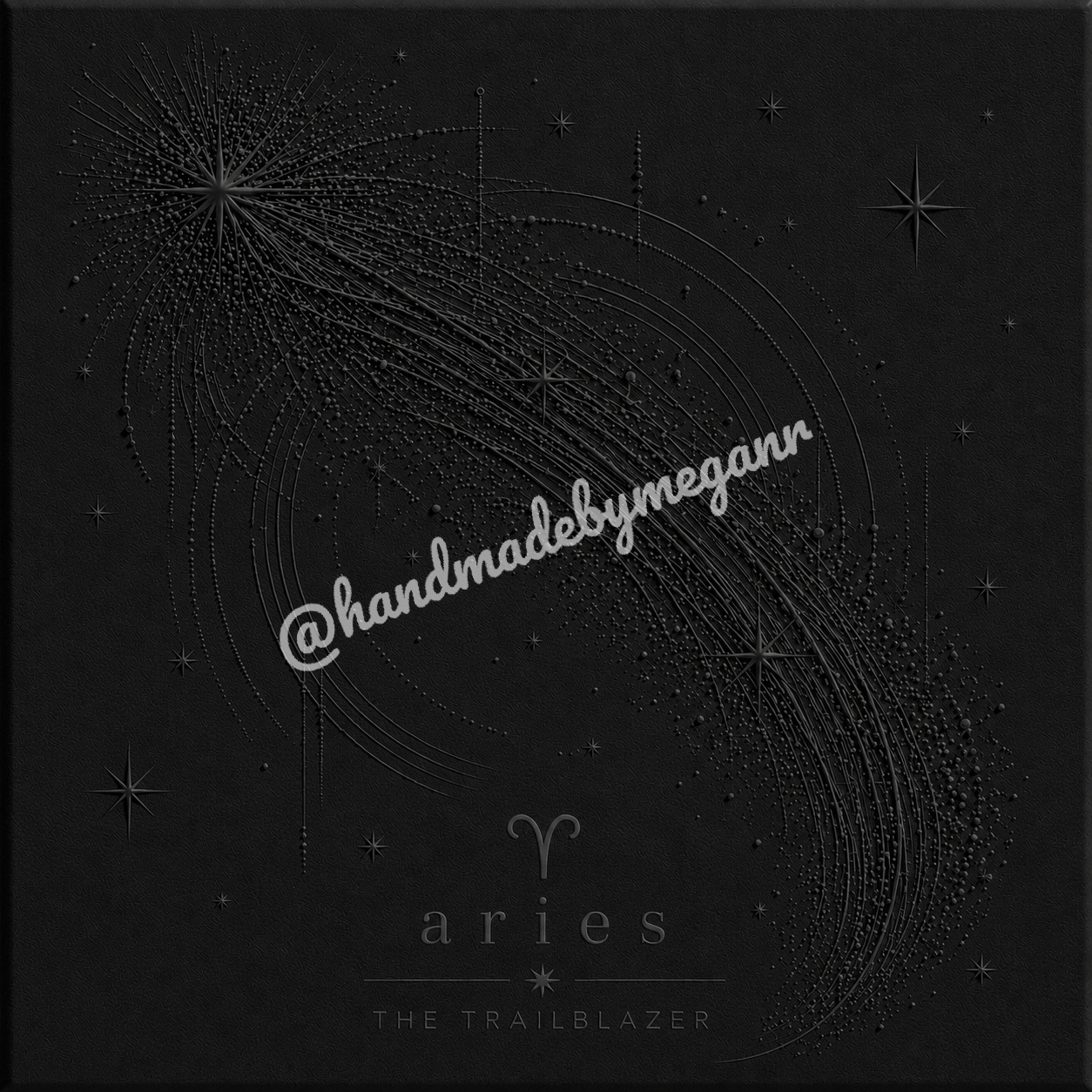 Onyx Collection  Aries Onyx Zodiac Canvas Print | Celestial Astrology Wall Art | Black & Graphite Zodiac Decor | Aries Gift