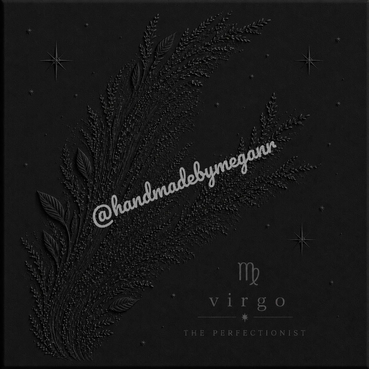 Virgo Onyx Zodiac Canvas Print | Celestial Astrology Wall Art | Black & Graphite Zodiac Decor | Virgo Gift