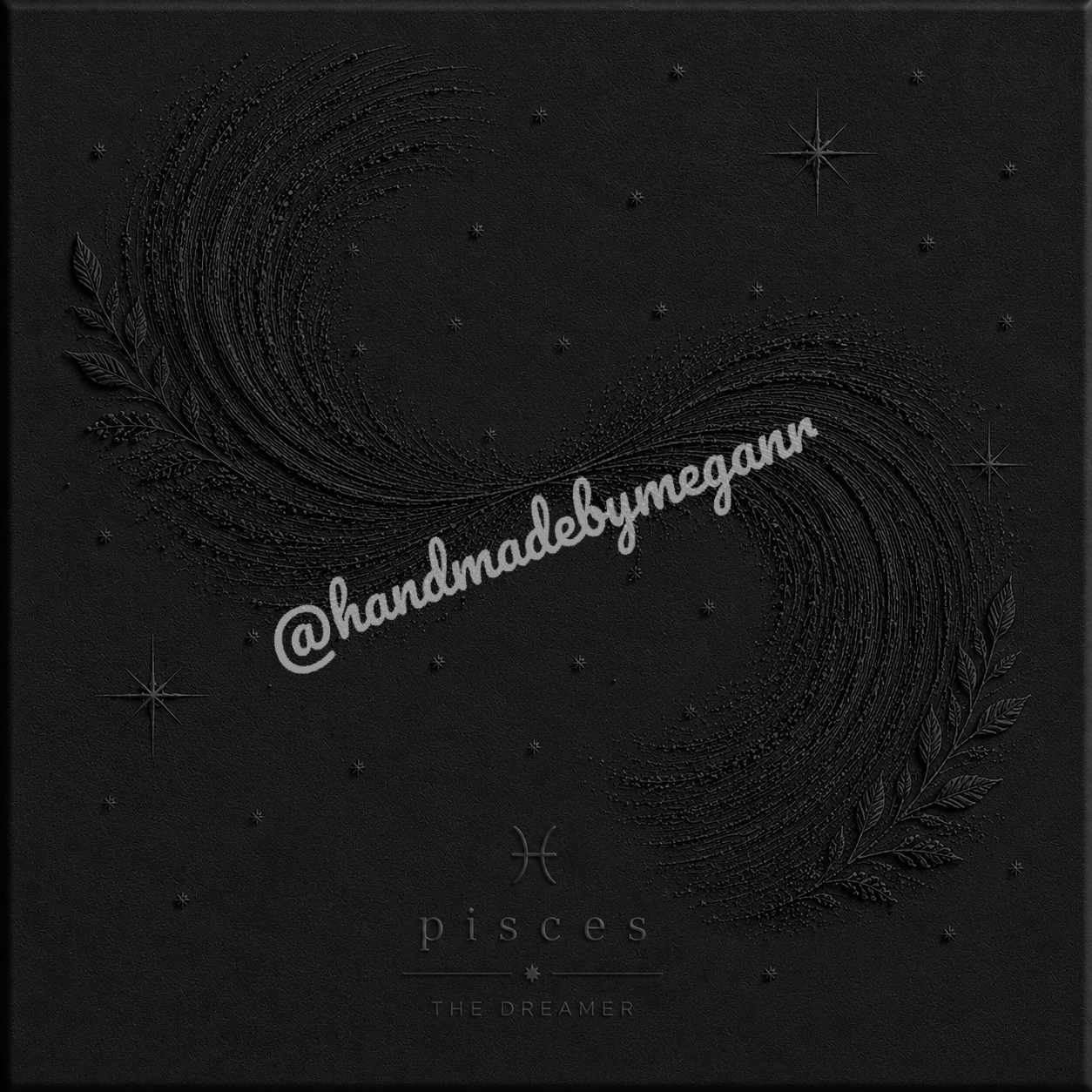 Pisces Onyx Zodiac Canvas Print | Celestial Astrology Wall Art | Black & Graphite Zodiac Decor | Pisces Gift