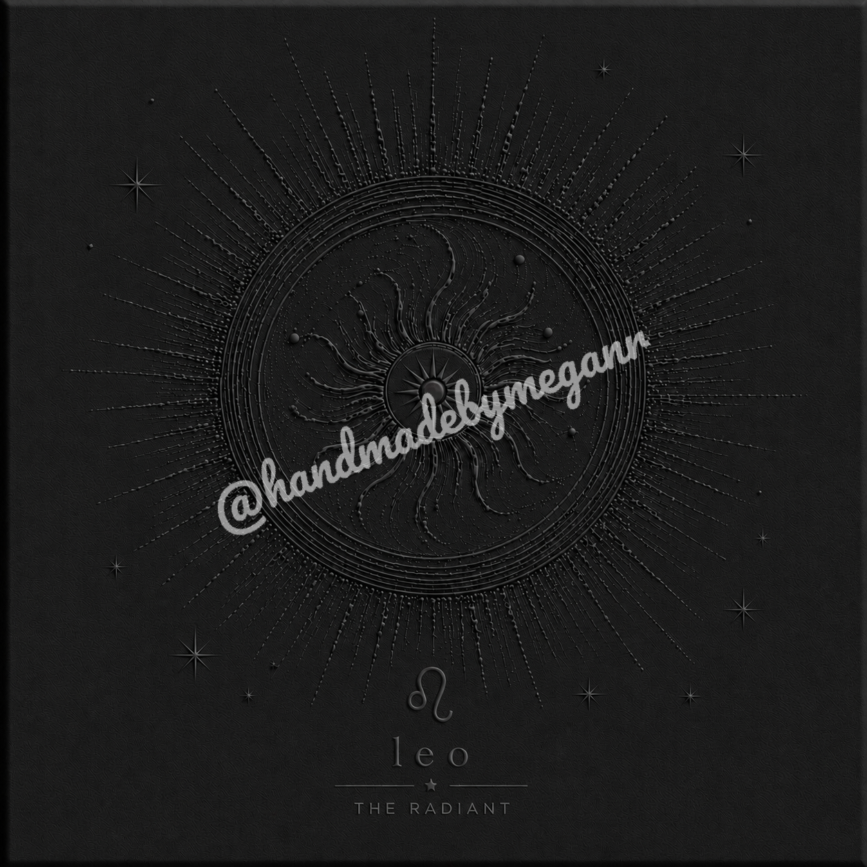 Leo Onyx Zodiac Canvas Print | Celestial Astrology Wall Art | Black & Graphite Zodiac Decor | Leo Gift