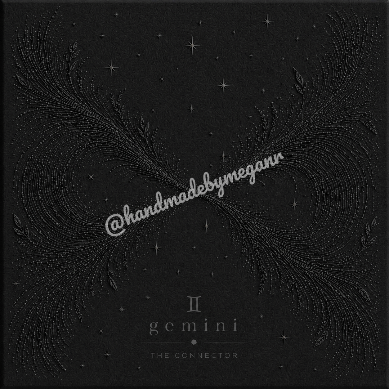 Gemini Onyx Zodiac Canvas Print | Celestial Astrology Wall Art | Black & Graphite Zodiac Decor | Gemini Gift