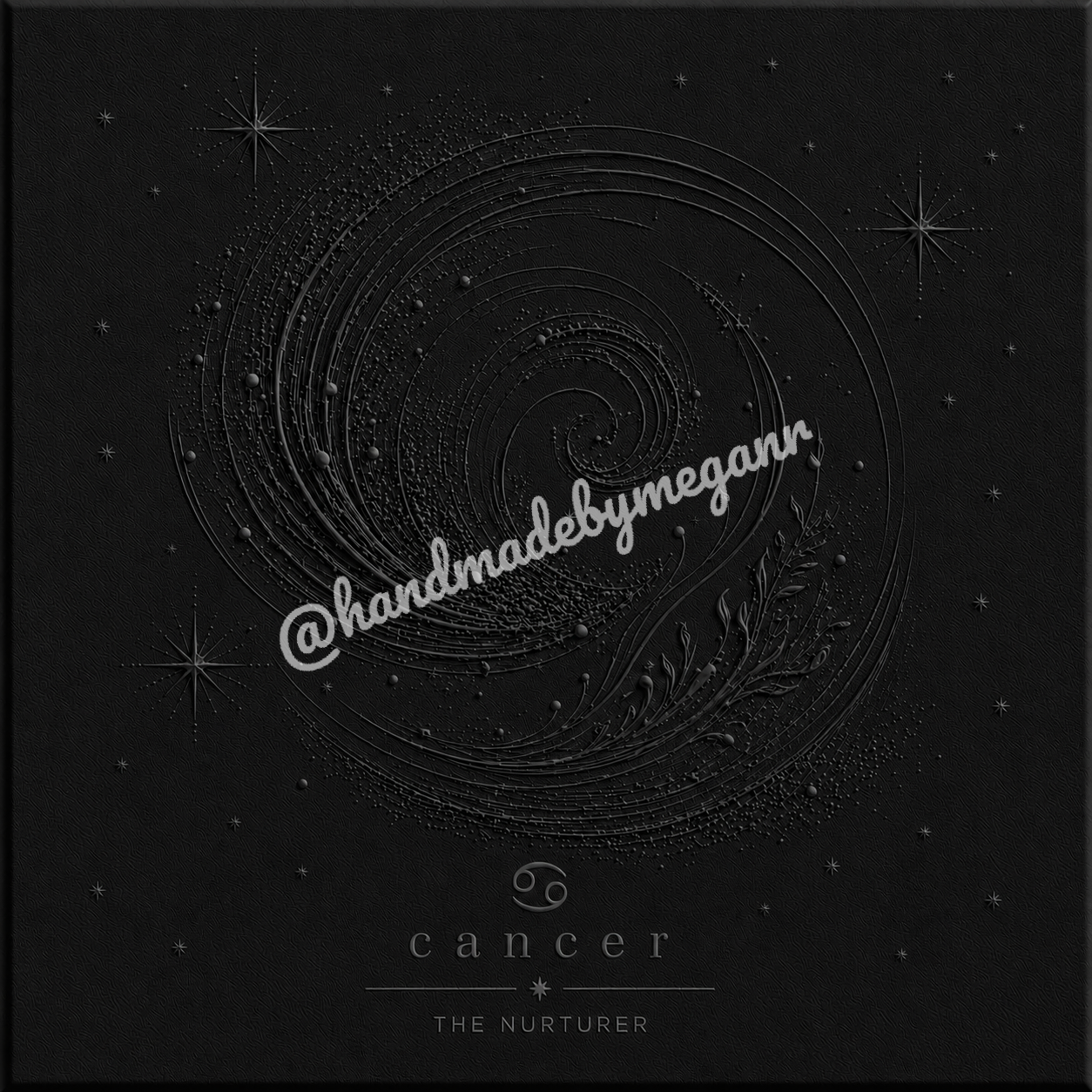 Cancer Onyx Zodiac Canvas Print | Celestial Astrology Wall Art | Black & Graphite Zodiac Decor | Cancer Gift