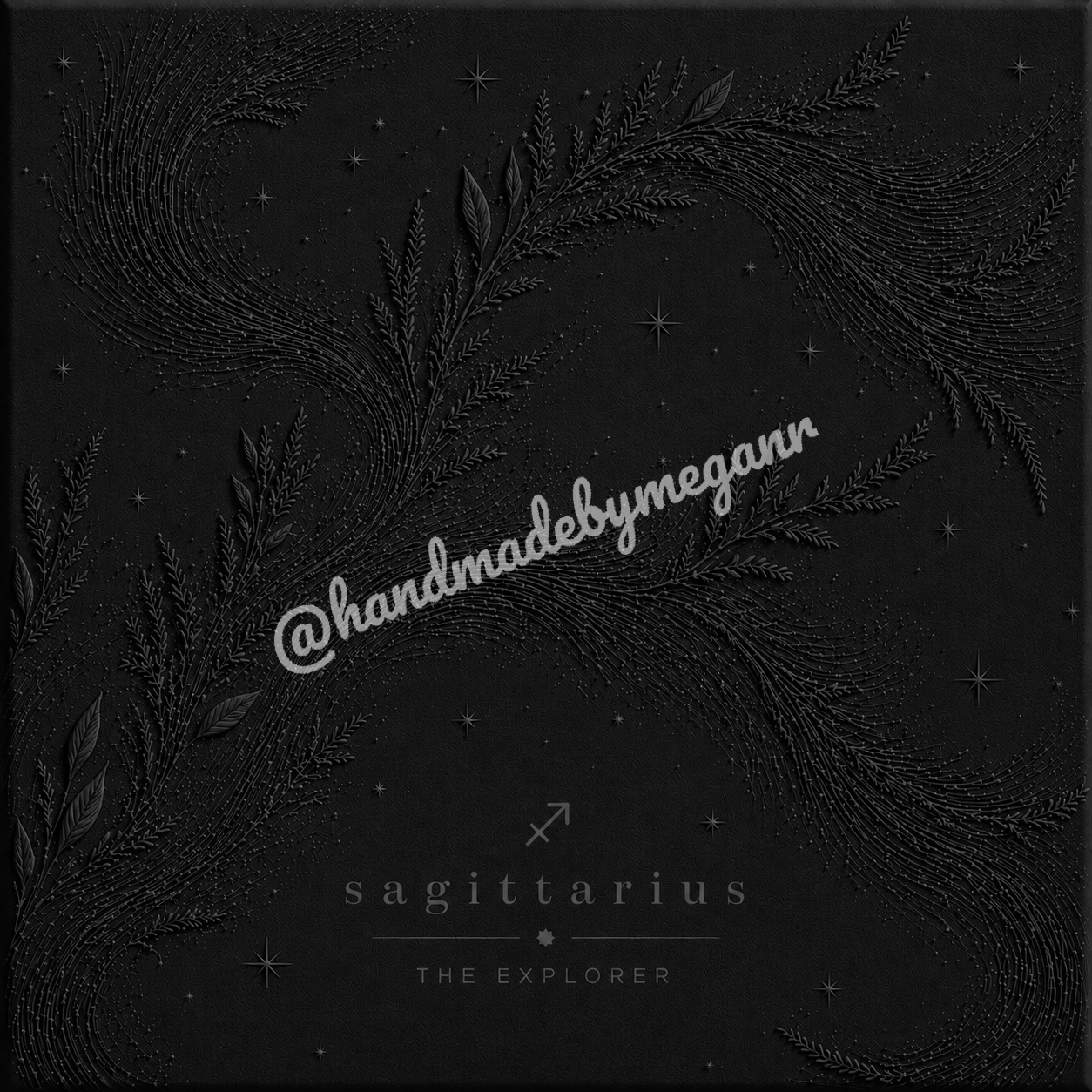 Sagittarius Onyx Zodiac Canvas Print | Celestial Astrology Wall Art | Black & Graphite Zodiac Decor | Sagittarius Gift