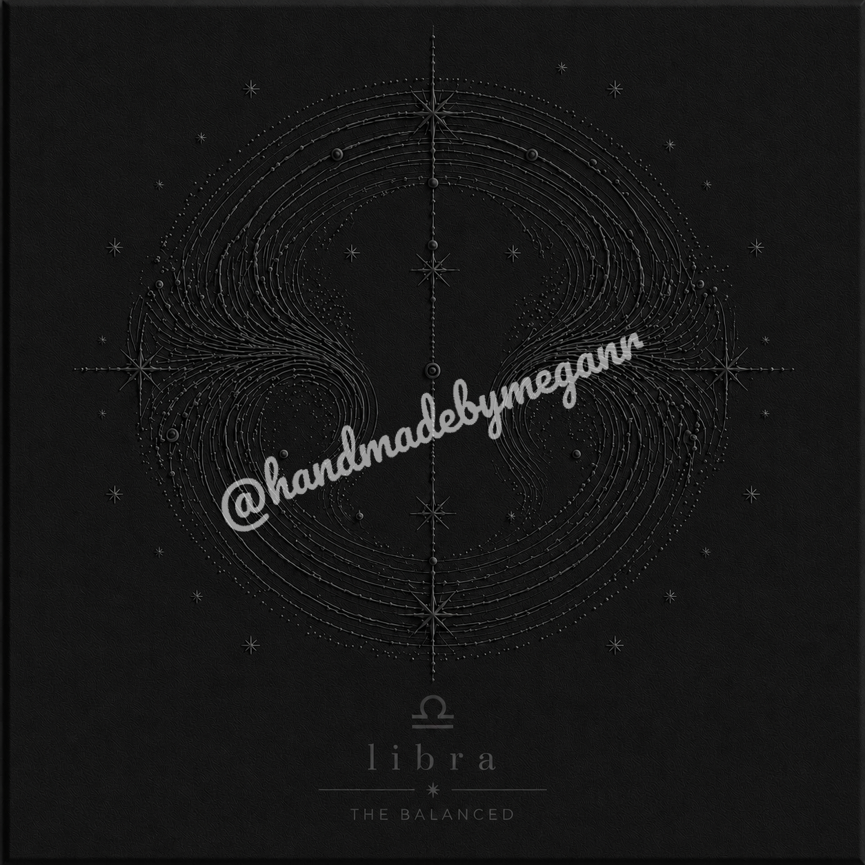 Libra Onyx Zodiac Canvas Print | Celestial Astrology Wall Art | Black & Graphite Zodiac Decor | Libra Gift