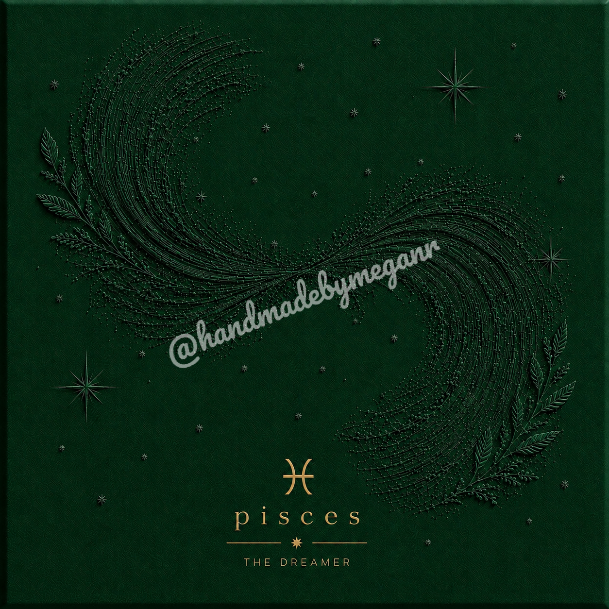 Pisces Emerald Zodiac Canvas Print | Celestial Astrology Wall Art | Green Gemstone-Inspired Zodiac Decor | Pisces Gift