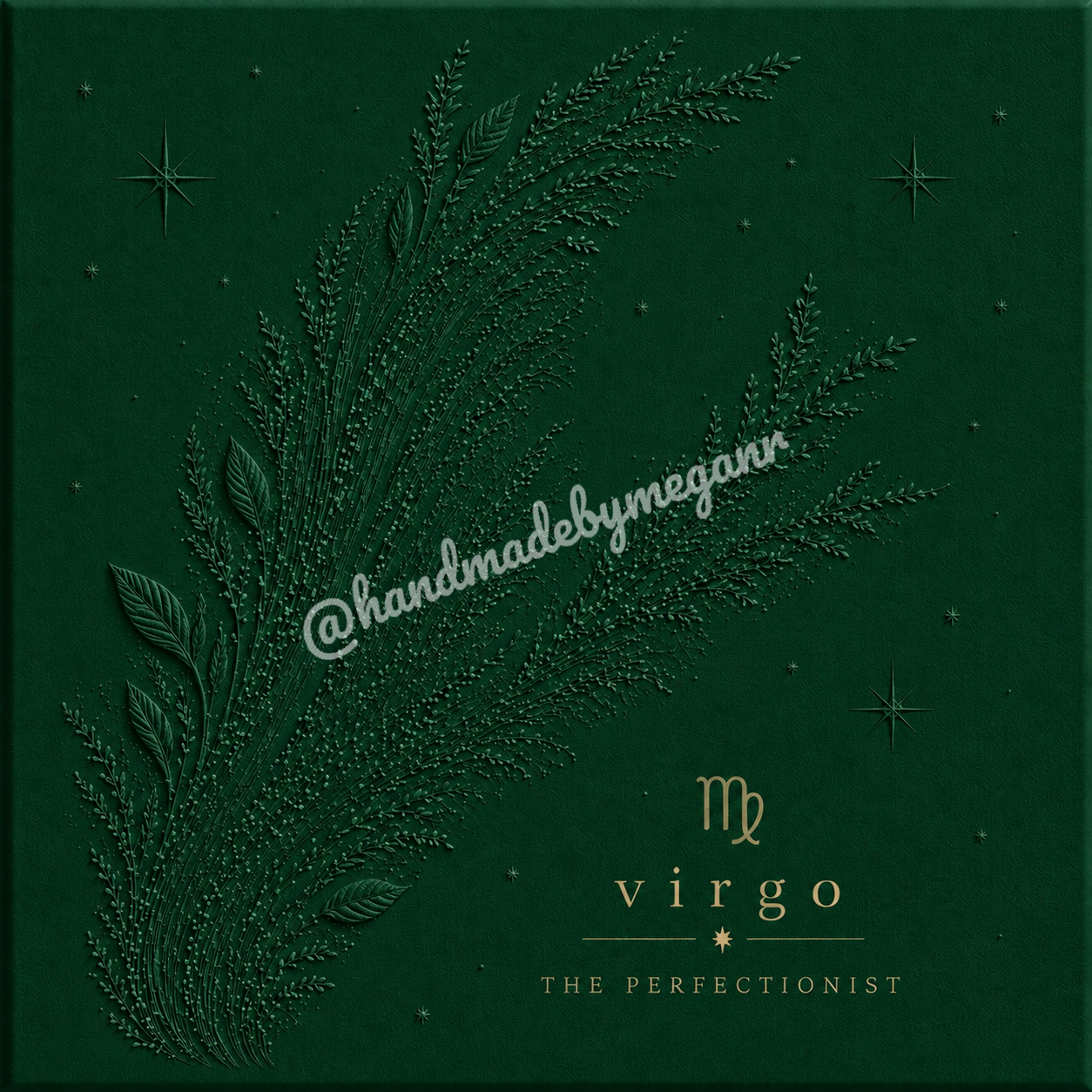 Virgo Emerald Zodiac Canvas Print | Celestial Astrology Wall Art | Green Gemstone-Inspired Zodiac Decor | Virgo Gift