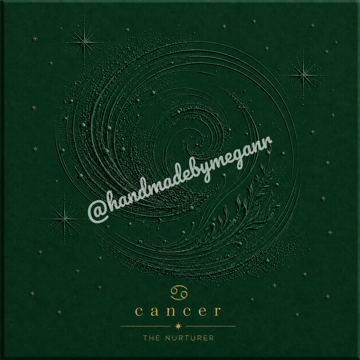Cancer Emerald Zodiac Canvas Print | Celestial Astrology Wall Art | Green Gemstone-Inspired Zodiac Decor | Cancer Gift