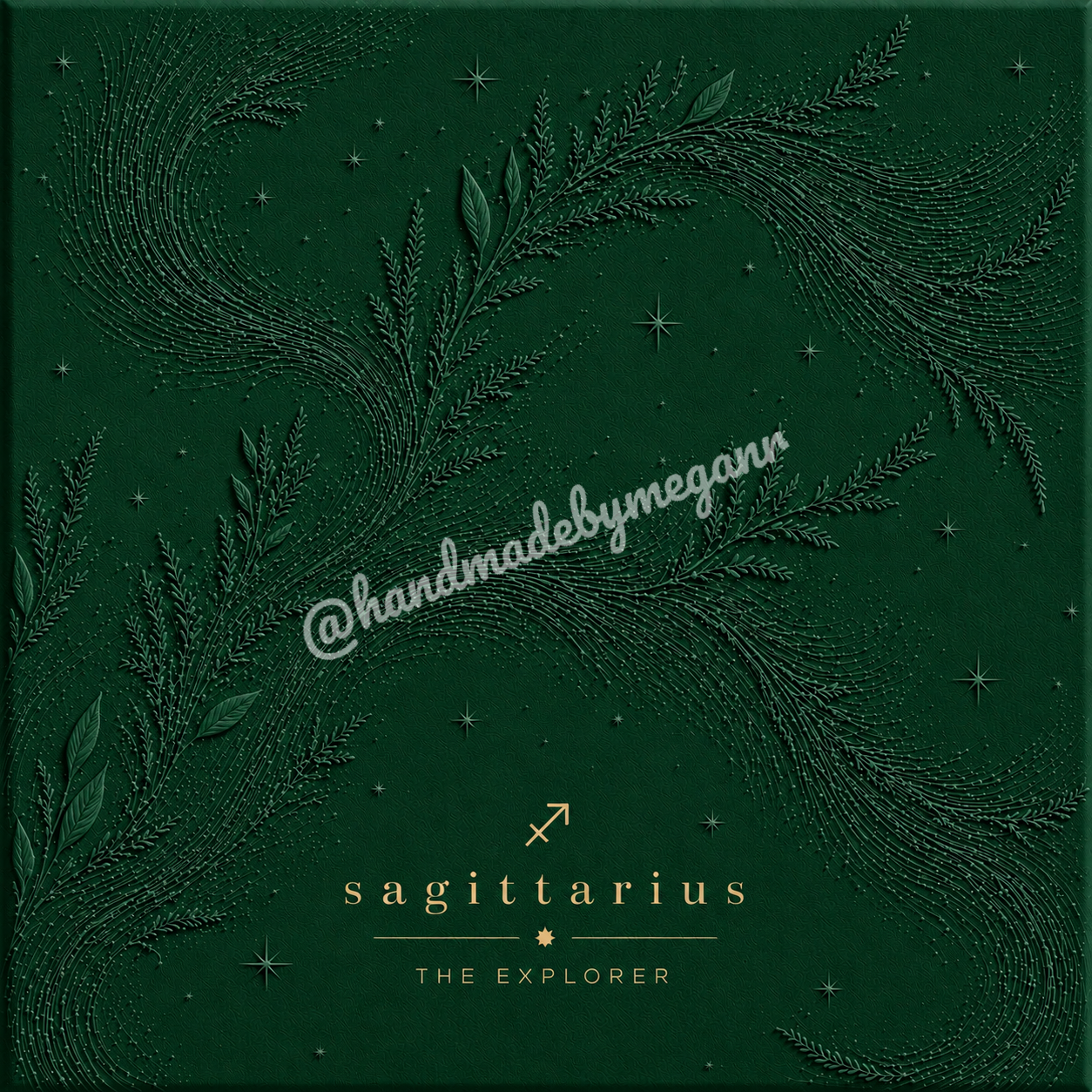Sagittarius Emerald Zodiac Canvas Print | Celestial Astrology Wall Art | Green Gemstone-Inspired Zodiac Decor | Sagittarius Gift