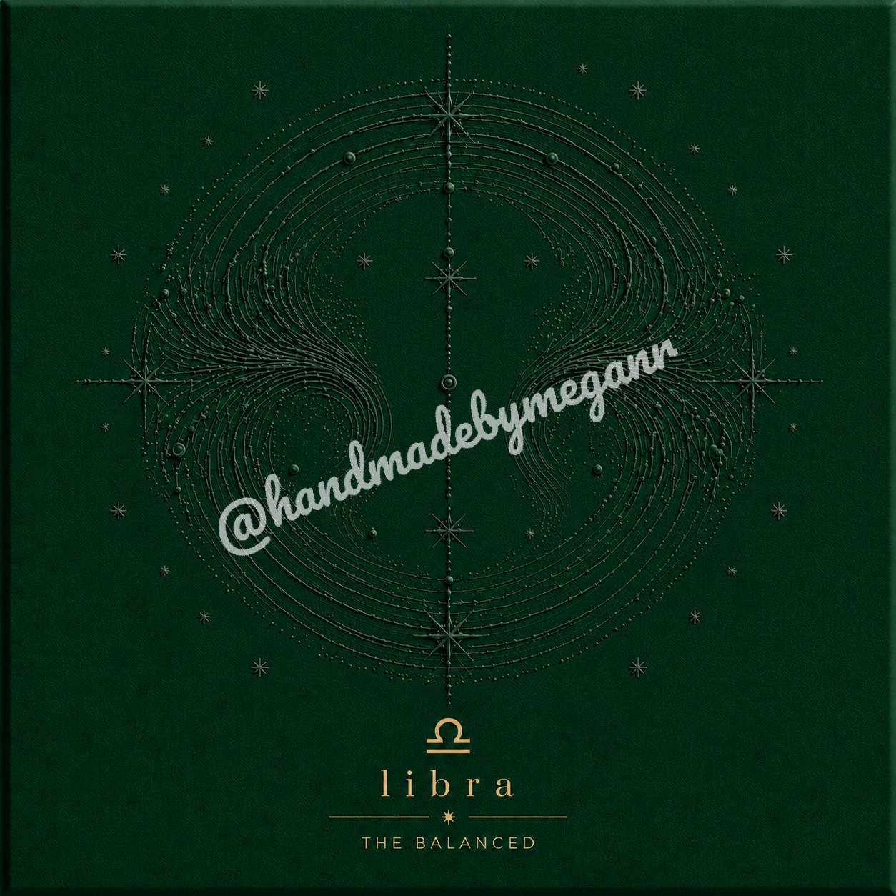 Libra Emerald Zodiac Canvas Print | Celestial Astrology Wall Art | Green Gemstone-Inspired Zodiac Decor | Libra Gift