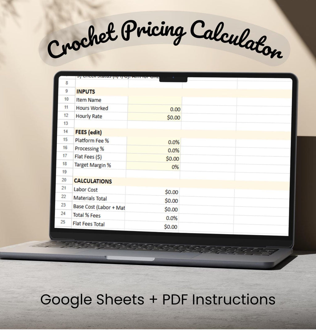 Crochet Pricing Calculator | Handmade Product Pricing Tool for Crocheters | Digital Download