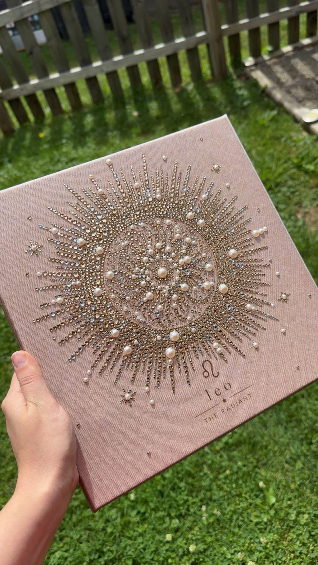 Custom Bedazzled Zodiac Canvas | Handmade Rhinestone & Pearl Astrology Wall Art | Personalized Zodiac Sign Commission