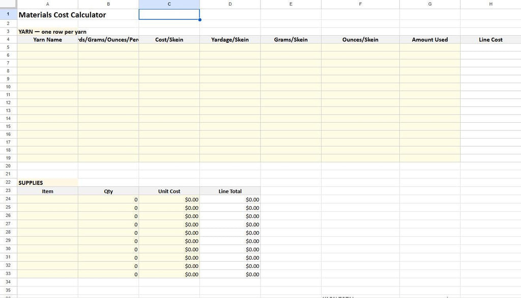 Crochet Pricing Calculator | Handmade Product Pricing Tool for Crocheters | Digital Download